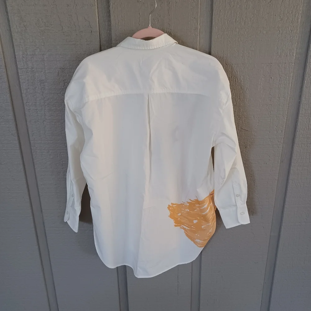 Maeve The Bennet Buttondown Shirt Size XS Women Preppy Swan Novelty Cotton - Picture 4 of 16